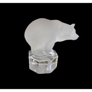 Vintage Goebel Frosted Glass Lead Crystal‎ Polar Grizzly Bear Paperweight 3.5"